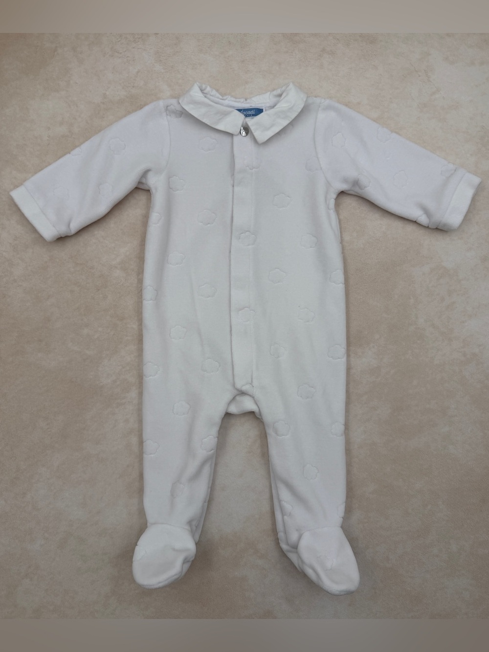 Jacadi White Cloud Velour Footie